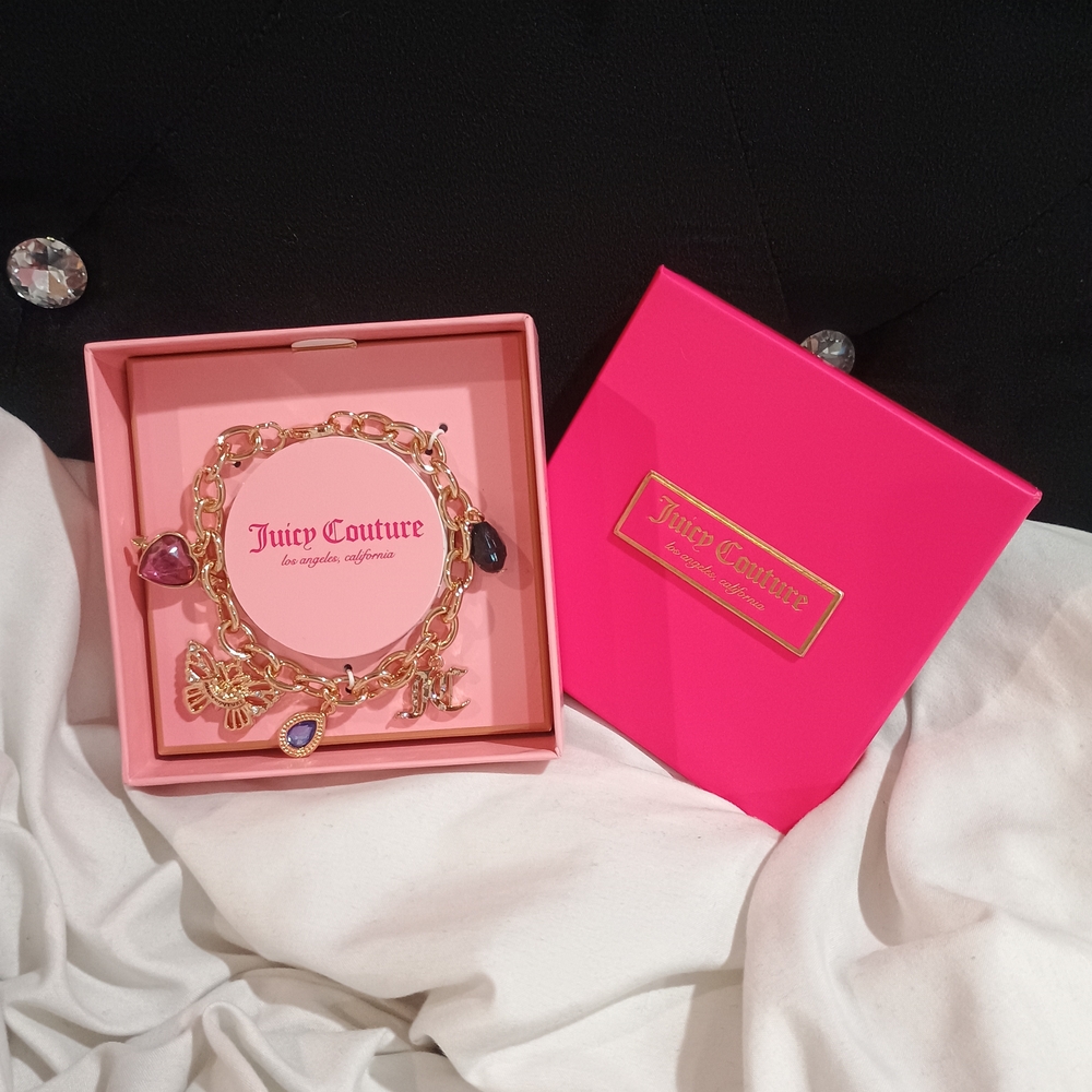New Juicy Couture Elegant Gold Charm Bracelet 5 Charms